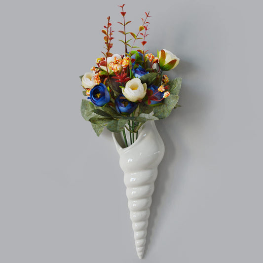 White Ceramic Conch Vase